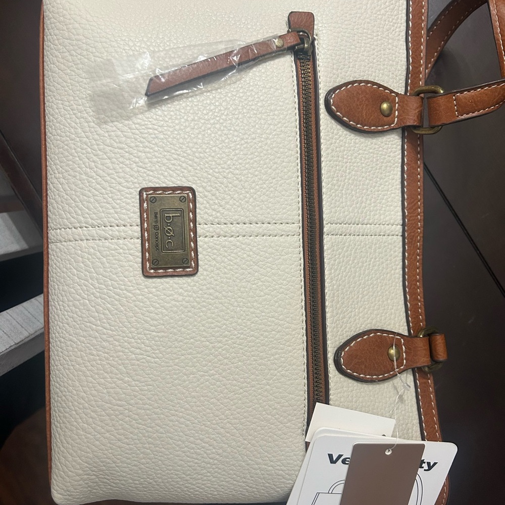 NWT B.O.C Cream and Brown vegan Leather Bag